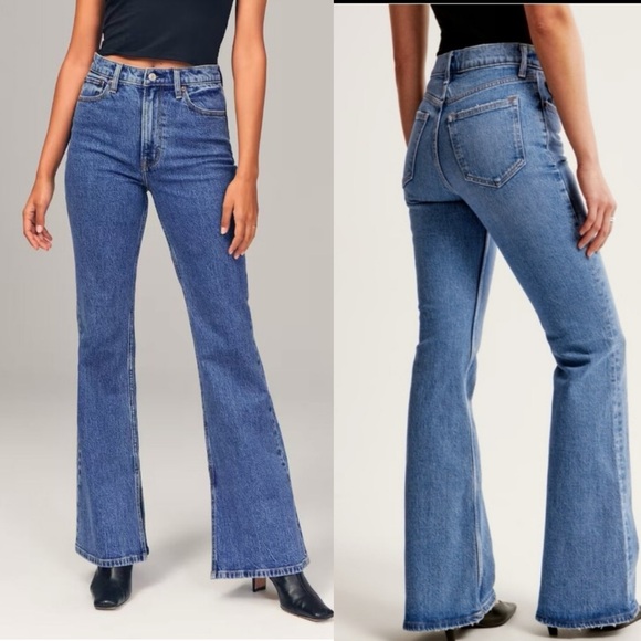 Abercrombie & Fitch The Vintage Flare High Rise Medium Dark Wash - Picture 3 of 13